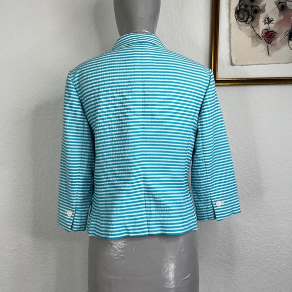 Brooks Brothers Stellita FitSeersucker Striped Cropped Blazer - Picture 7 of 11
